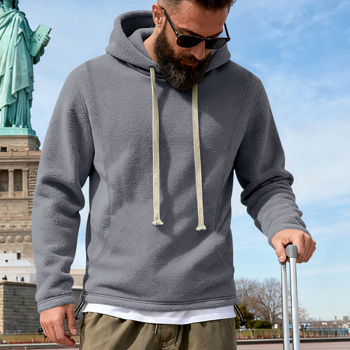 Herr Fleece Luvtröja med Teddy Texture, Huva, och Avslappnad Passform