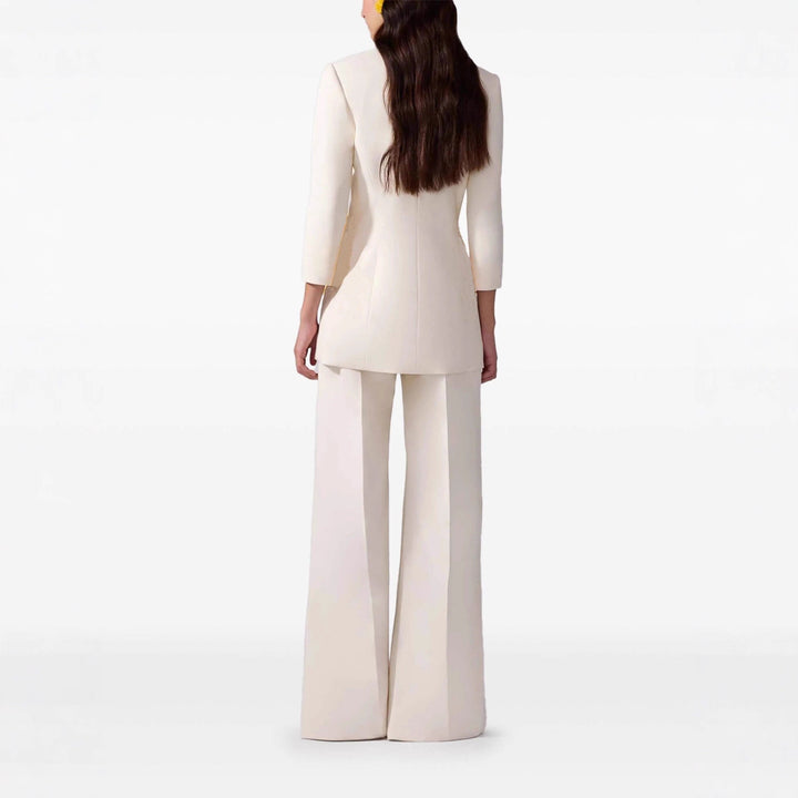 Dam lång blazer kappa in tailoring med round neckline och dold knappslå