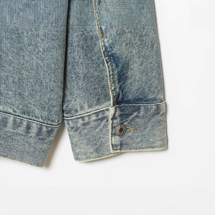 Dam oversize denimjacka in Vintage Washed look med Chest Flap fickor