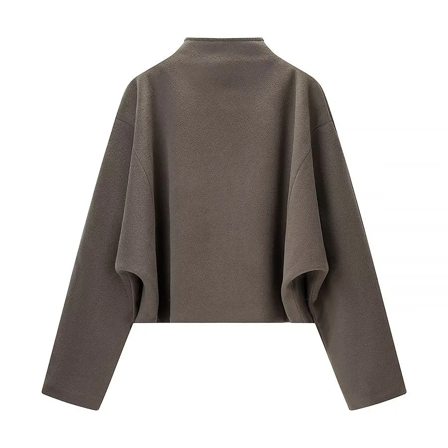 Dam kastiger med dragkedja fleece kofta med ståkrage och clean minimal design