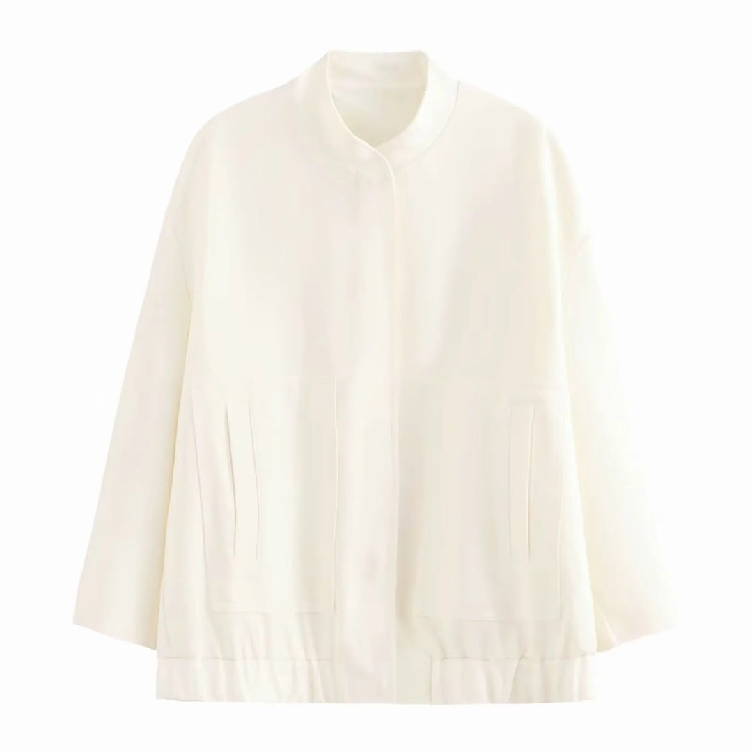 Dam oversized blousonjacka med ståkrage, concealed front placket och elastic waistband
