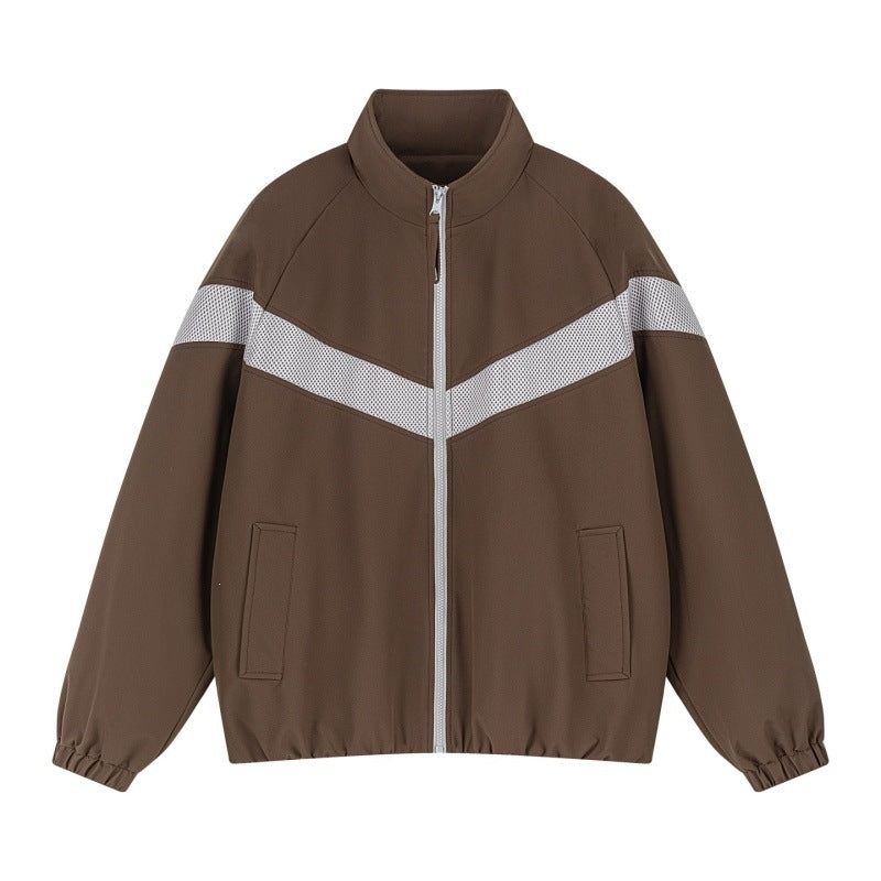 Unisex Lätt Training Jacka i Retro Sports Stil med V-Shaped Reflective Insert