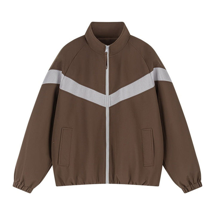 Unisex Lätt Training Jacka i Retro Sports Stil med V-Shaped Reflective Insert