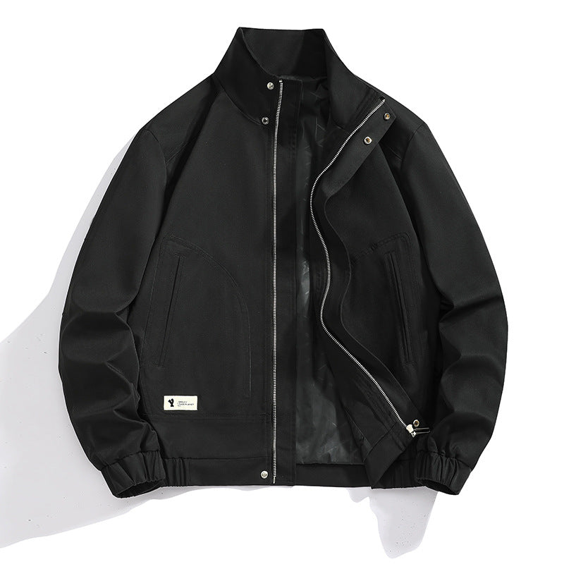 Herr Ljus Utility Canvas Blouson med Ståkrage och Elastisk Muddar