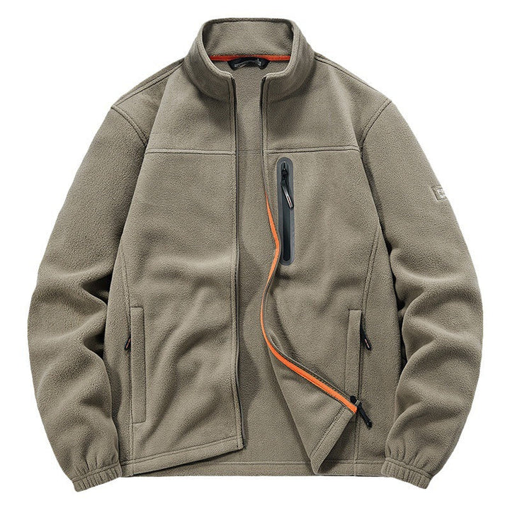 Herr Insulating Microfleece Funktionell Jacka med Vattentät Bröstficka och Ståkrage