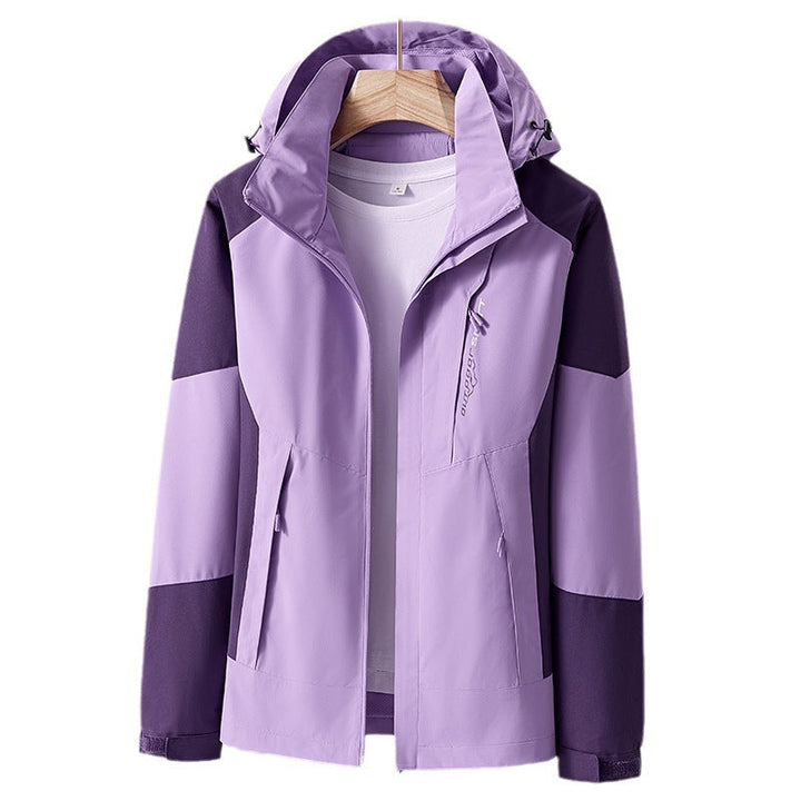Unisex andningsbar softshell utomhusjacka in Colorblock design med justerbar huva och dold två-Way dragkedja