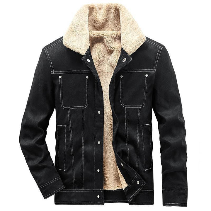 Herr Teddy-Lined Canvas Pilot-Style Jacka med Kontrast Stitching