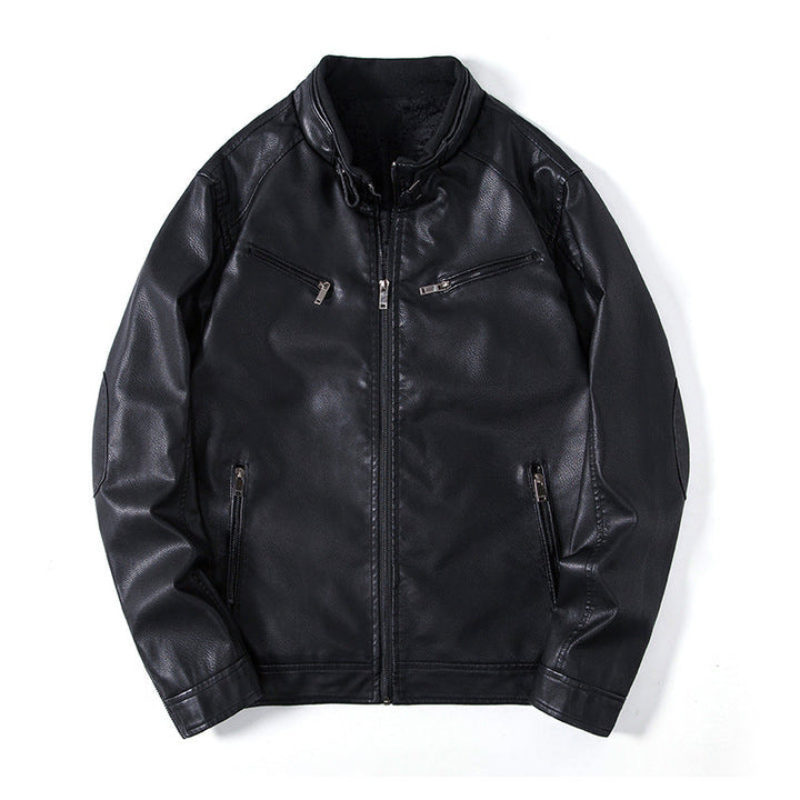 Herr elegant fuskläder Blouson Jacka med ståkrage, fickor med dragkedja och värmande foder