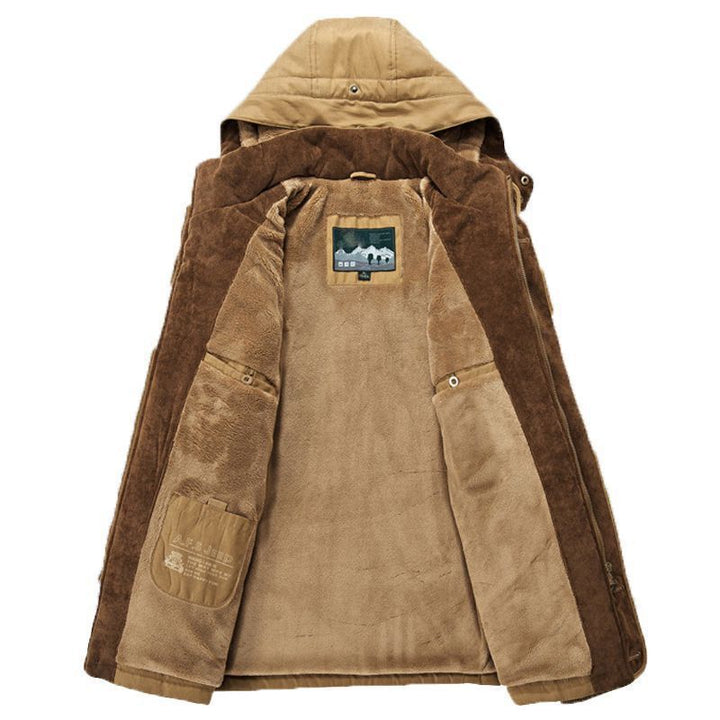 Herr Canvas Parka med Manchester Inre Krage, Uttagbar Huva och Warming Termisk Foder