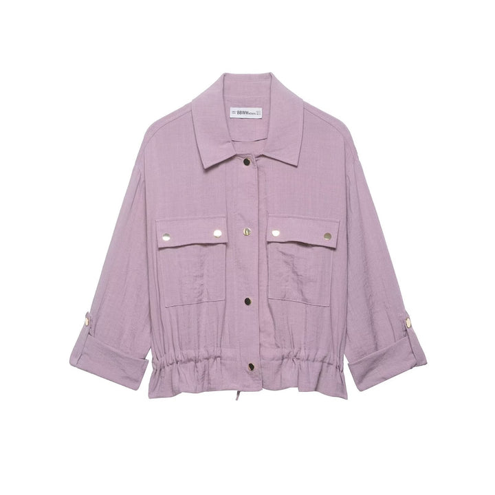 Dam Utility Skjortjacka Jacka med Drawstring och Patch Fickor