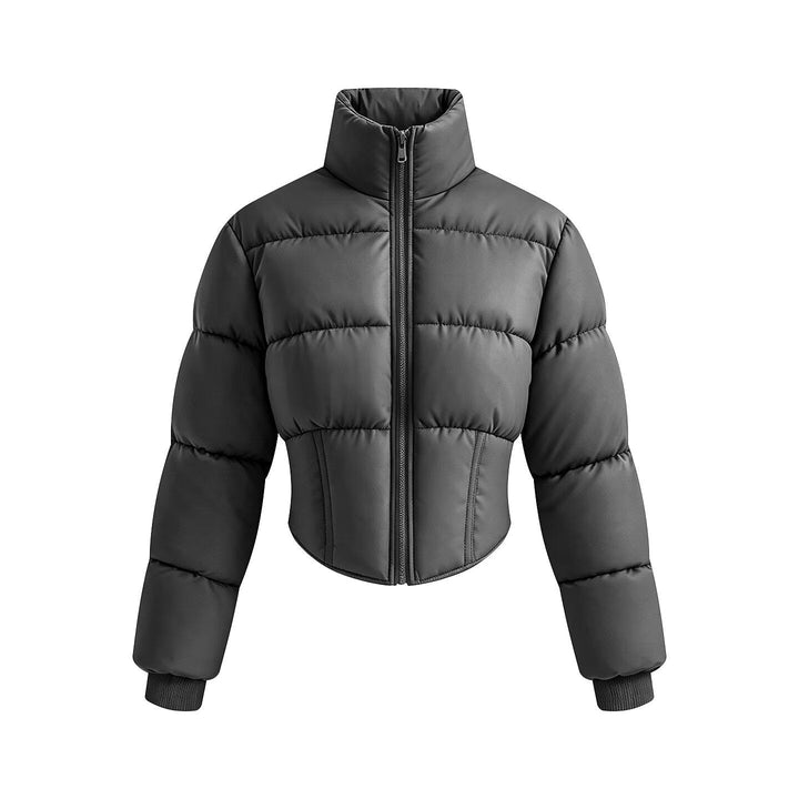 Dam Kort Skärning Quiltad Jacka med Fitted Corset Section