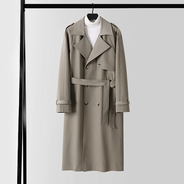 Dam elegant Maxi trenchcoat gjord ullblandning med vid shawl krage och knytband
