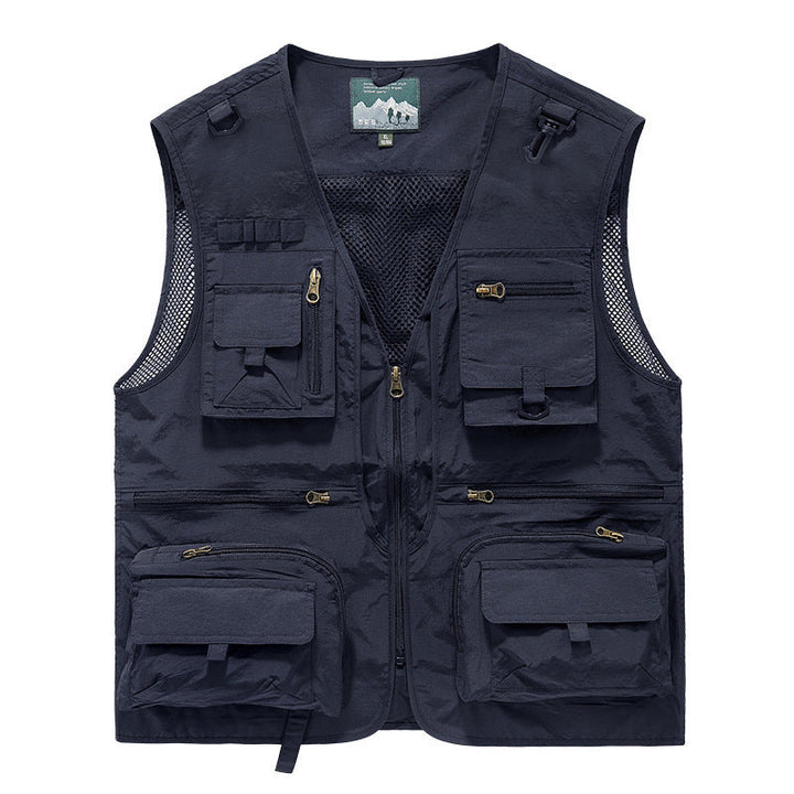 Unisex Multi-pocket utilityväst med Mesh Inserts och Front dragkedja