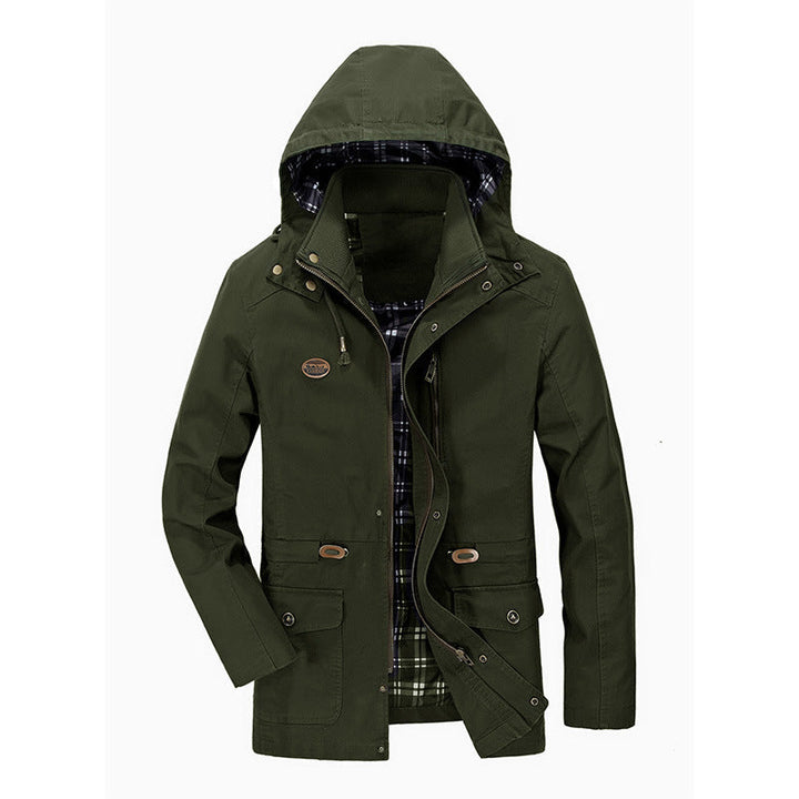 Herr Urban Övergångs Parka med Rutig Foder, Dold Dragkedja, och Multi-Functional Fickor
