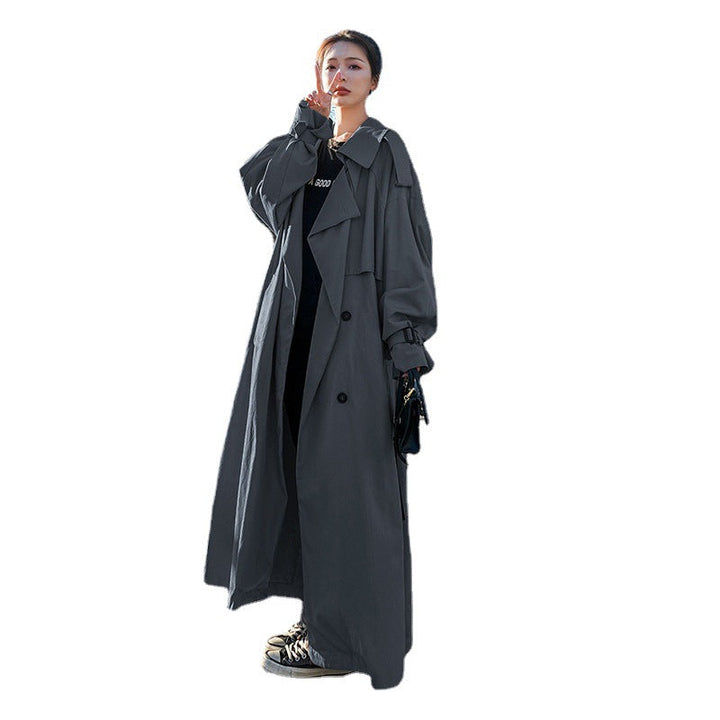 Dam oversized trenchcoat med Balloon ärmar, Double-Breasted knäppning och midjebälte