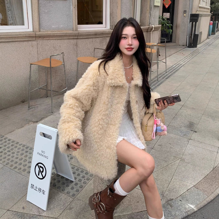 Dam Cozy Faux Fur teddy kappa in oversize skärning