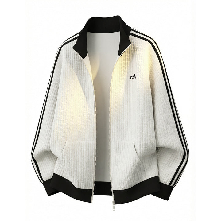Unisex Oversize Quiltad Training Jacka med Stå Krage och Contrast Stripes