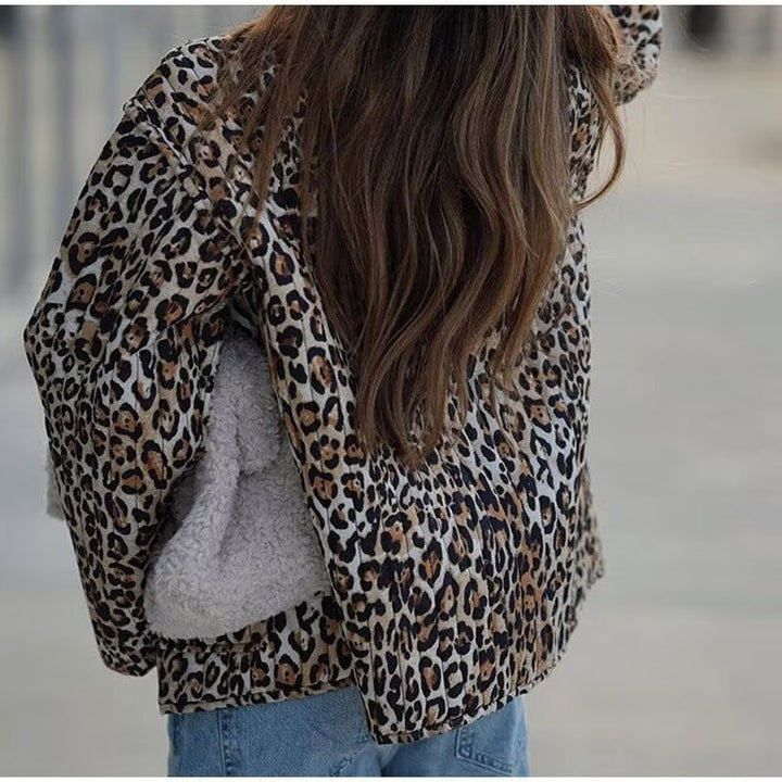 Dam lätt Blouson jacka in Leopard tryck med Ties och utanpåfickor