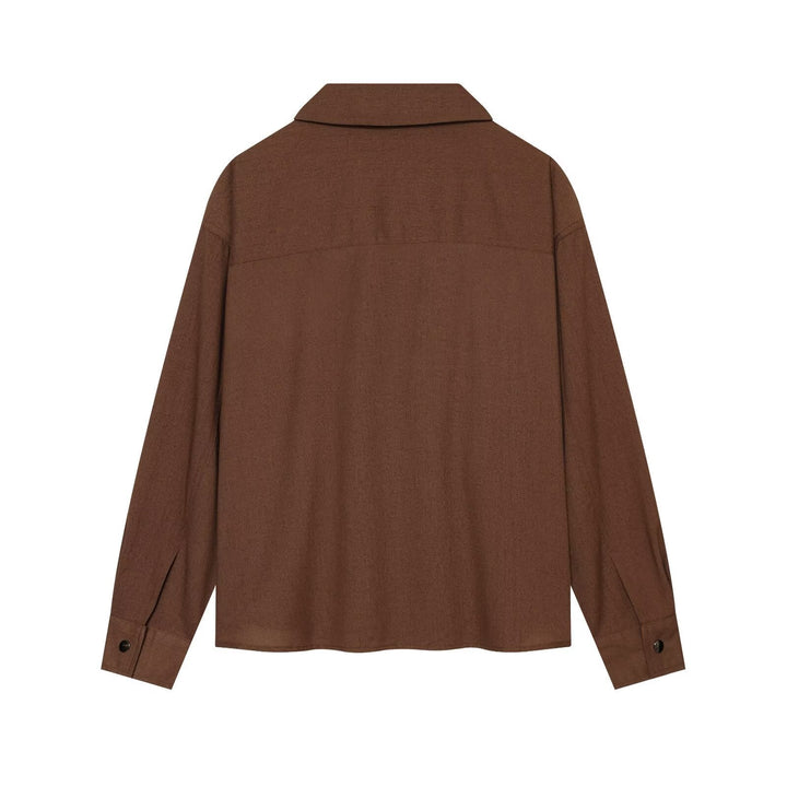 Dam Oversize Skjort Blouse Jacka med Tryckknapp Knapp Knäppning och Loose Passform
