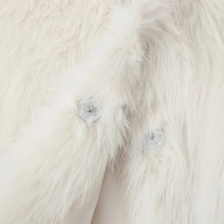Dam sleeveless faux fur väst med bred sjalkrage, concealed snap knäppning och värmande foder