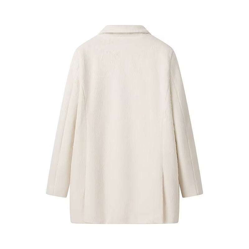 Dam vadderad oversize blazer kappa med slagkrage och utanpåfickor