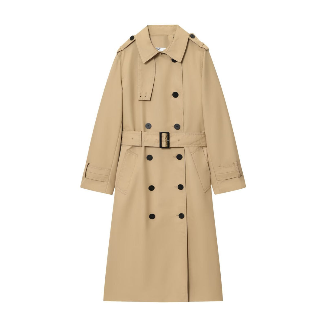Dam 50+ Klassisk Trenchcoat med Double-Breasted, Waist Belt och Shoulder Tab
