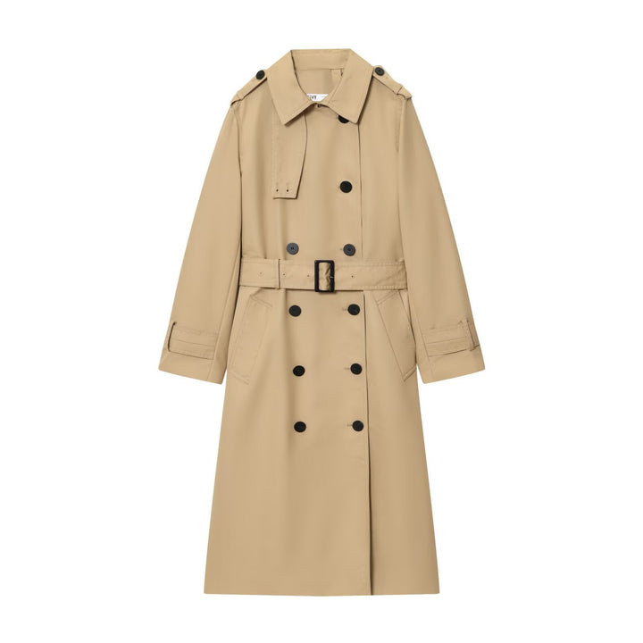 Dam 50+ Klassisk Trenchcoat med Double-Breasted, Waist Belt och Shoulder Tab