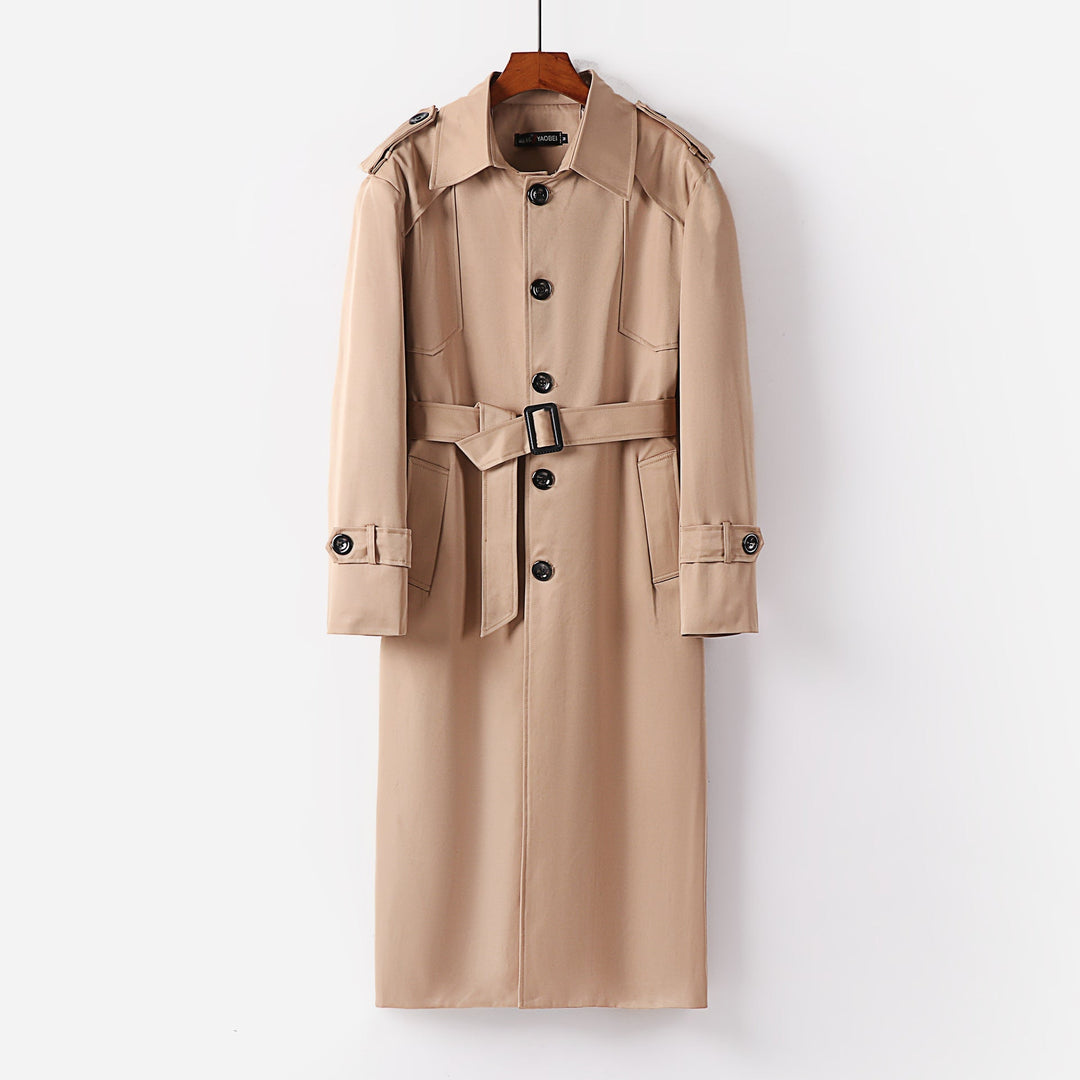 Dam längre trenchcoat in Minimal stil med Shoulder Flaps och justerbar muddar