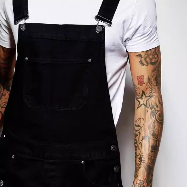 Herr casual Denim Overalls med Justerbar Straps och modern Passform
