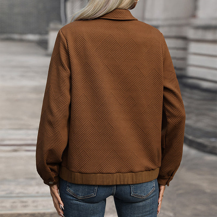Dam Modern Skjortjacka Jacka med Textured Mönster