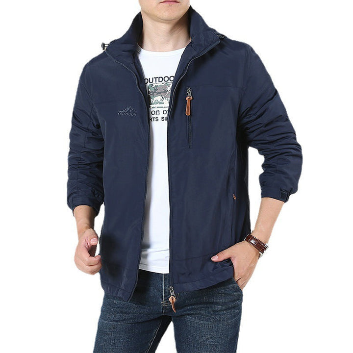 Herr Andningsbar Minimalistisk Softshell Fältjacka med Stående Krage och Bröst Zip
