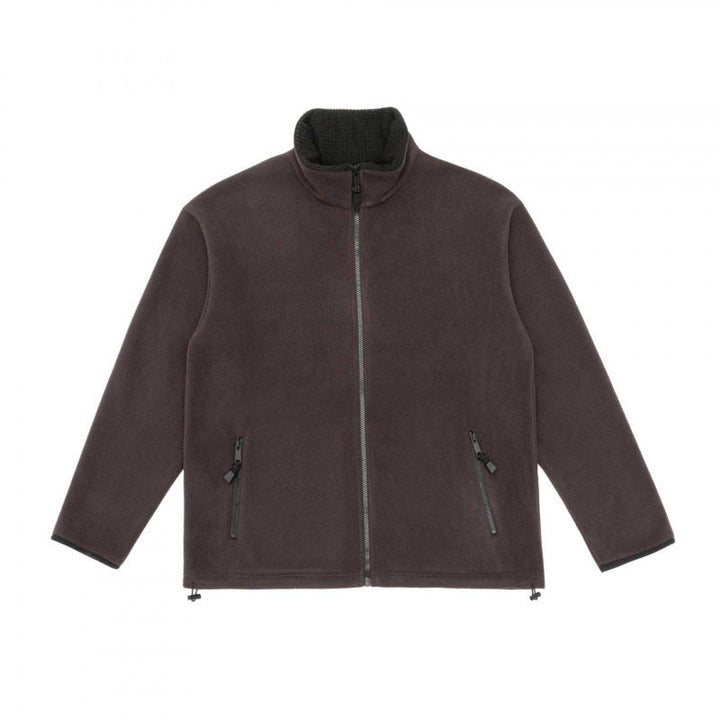 Herr fleece jacka med ståkrage, vindresistent microfleece och dragsko i fållen