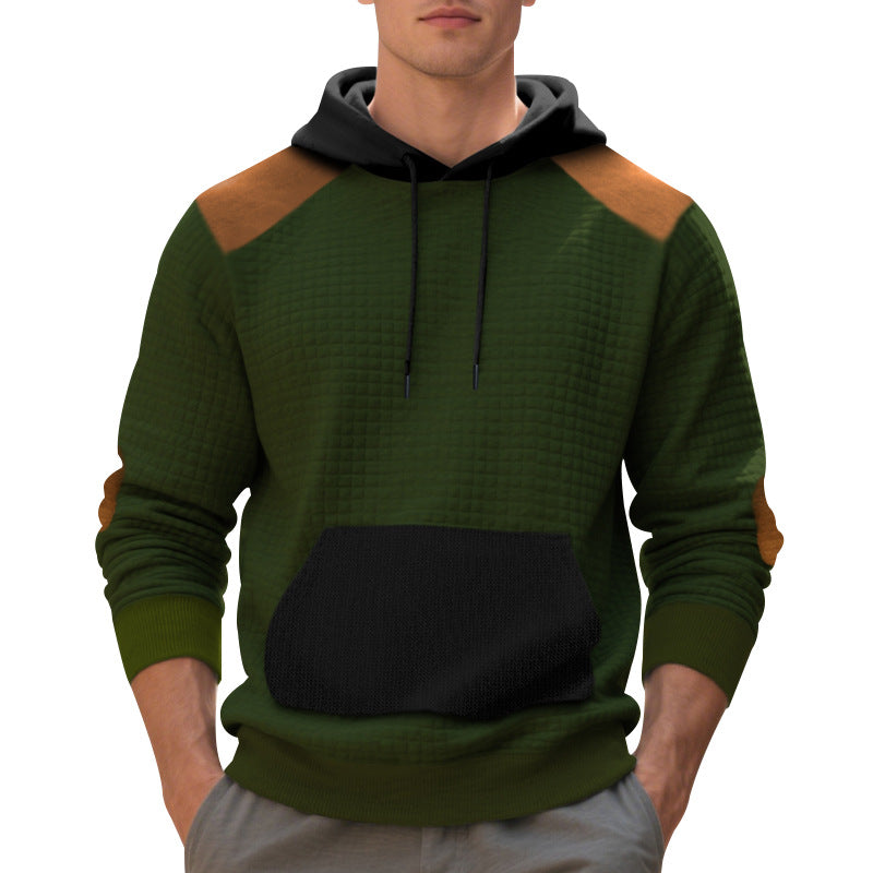 Herr Urban Waffle Stickad Luvtröja med Känguruficka och Kant