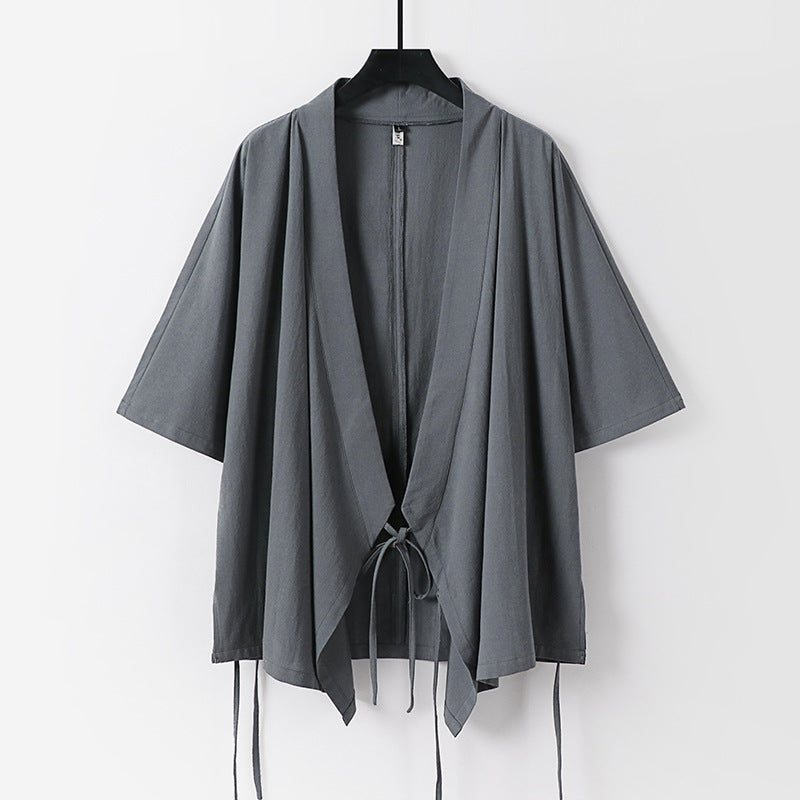 Dam loosely falling kimono jacka med knytband