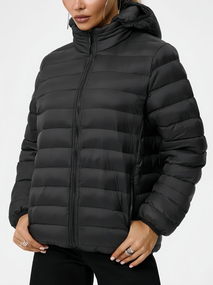 Dam modern quiltad jacka med huva