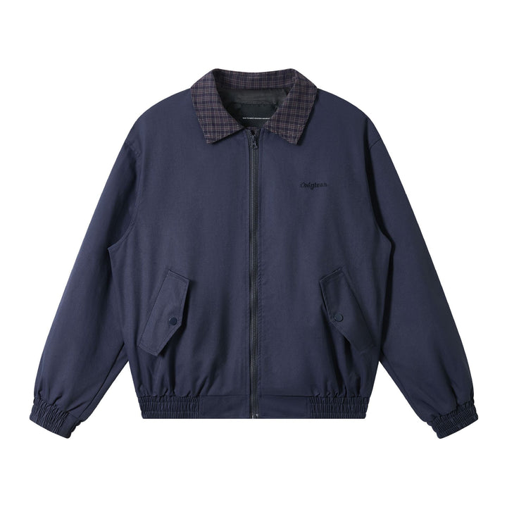 Herr Oversize Blouson Jacka med Rutmönster Krage och fickor med lock