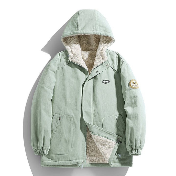 Herr Vadderad Canvas Parka med Sherpa Fleecefoder och Huva