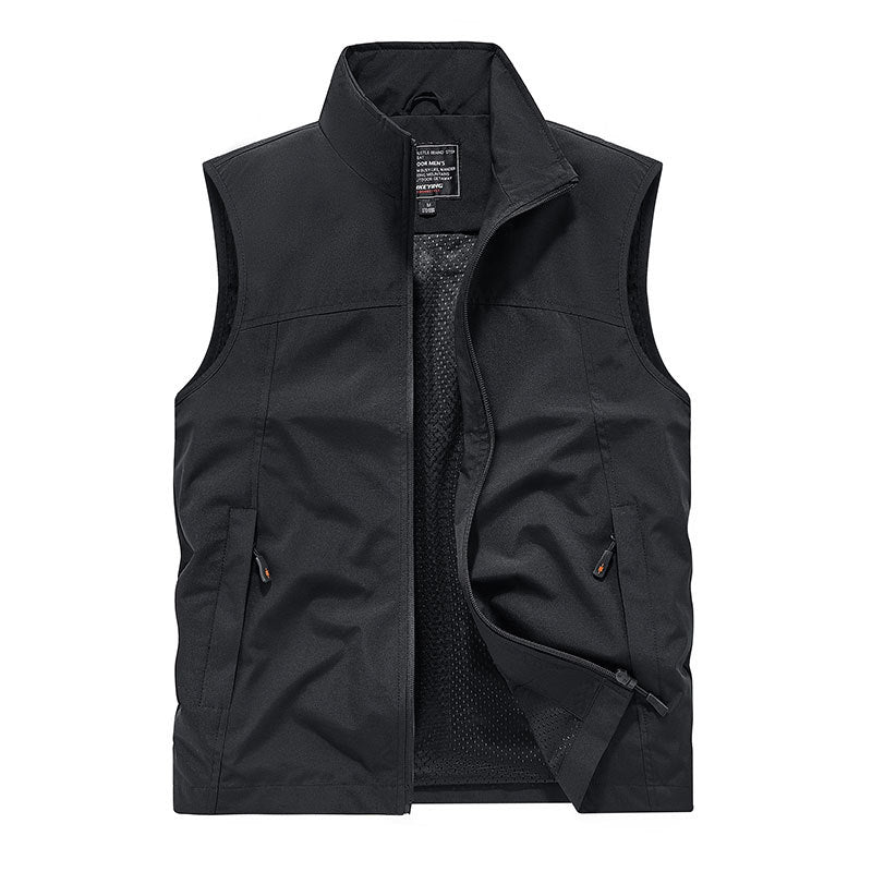 Herr Softshell Väst med Mesh Foder, Vind Resistant och Dragkedjefickor