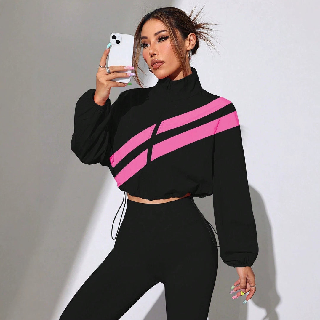 Dam Cropped vindjacka med hög krage och Drawstring