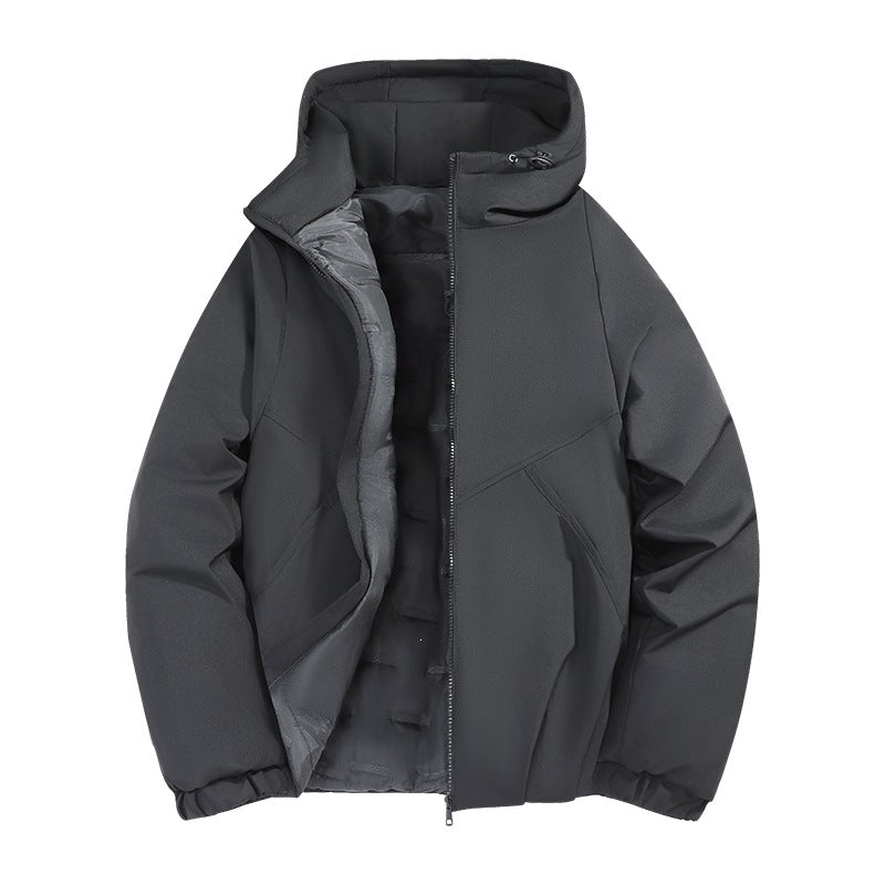 Herr Quiltad Övergångsjacka med Huva, Wind- och Vattenavvisande Skal &amp; Minimalistisk Quiltad Look