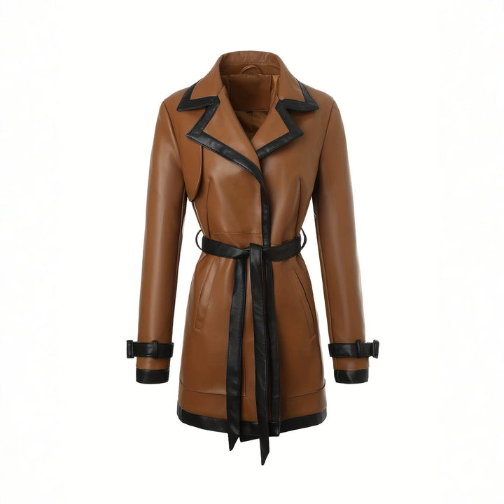 Dam Modern Faux Läder Trenchcoat