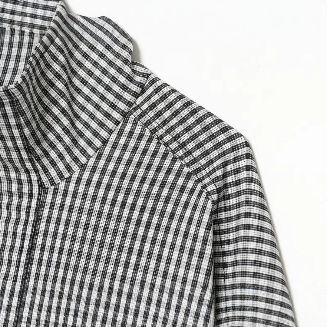 Dam Checked Kort Blouson med Stå Krage, Dragkedja och Elastic Nederkant