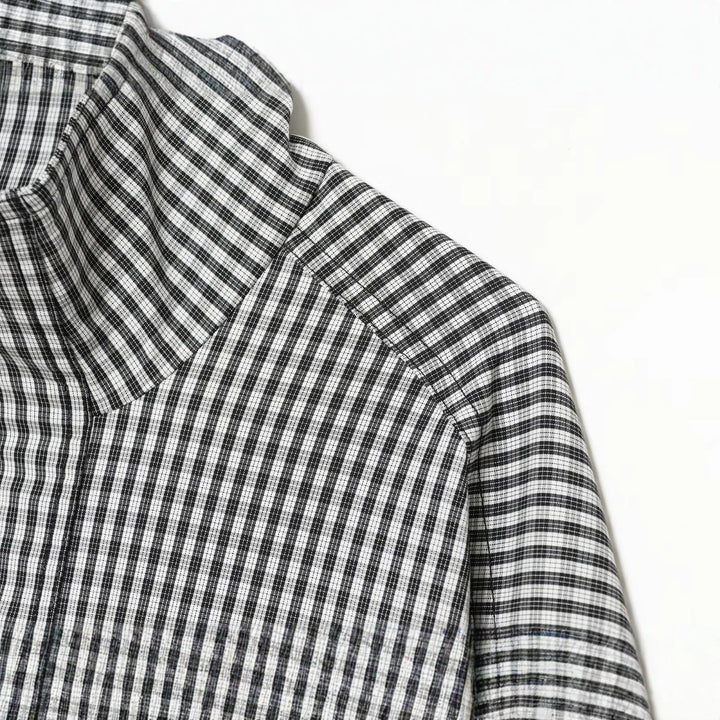 Dam Checked Kort Blouson med Stå Krage, Dragkedja och Elastic Nederkant