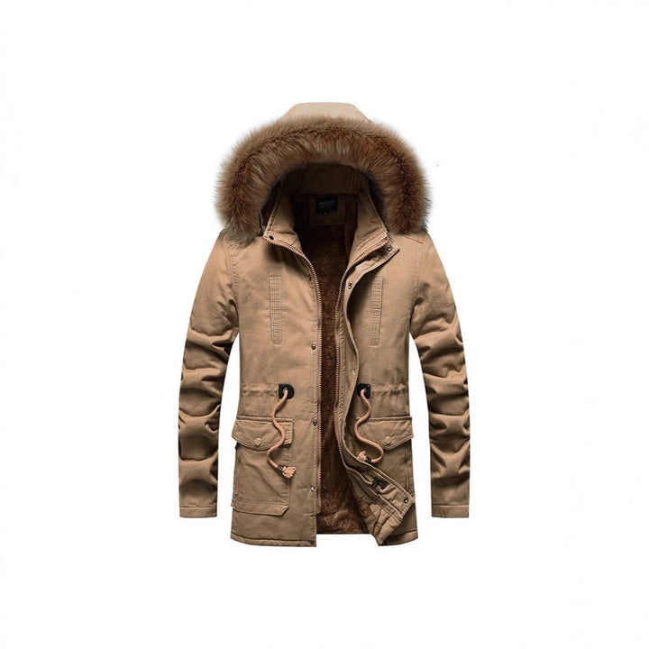 Herr Vinter Parka med Faux Fur Huva och Teddyfoder