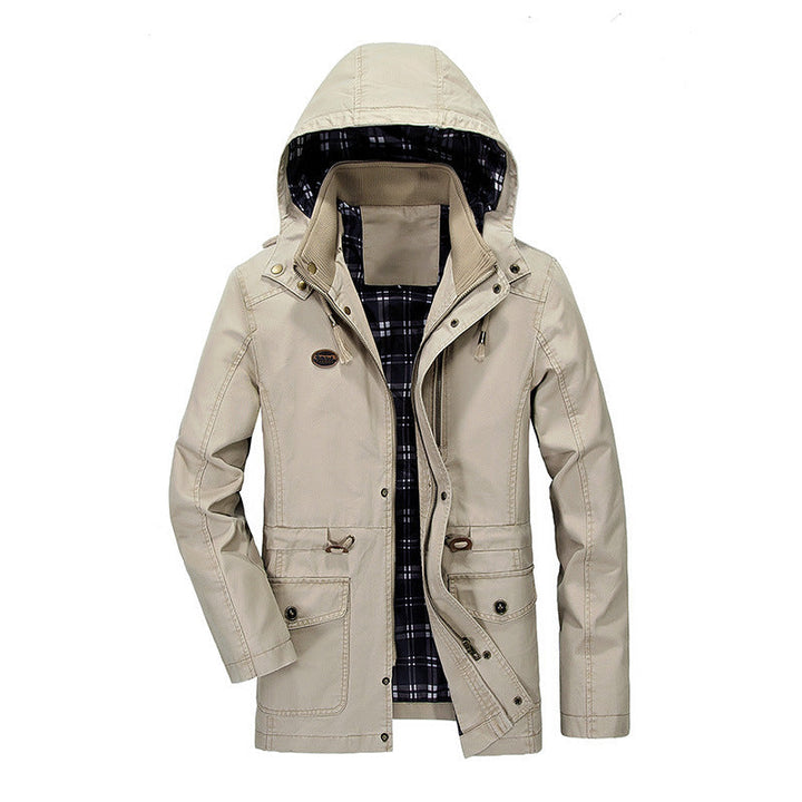 Herr Urban Övergångs Parka med Rutig Foder, Dold Dragkedja, och Multi-Functional Fickor