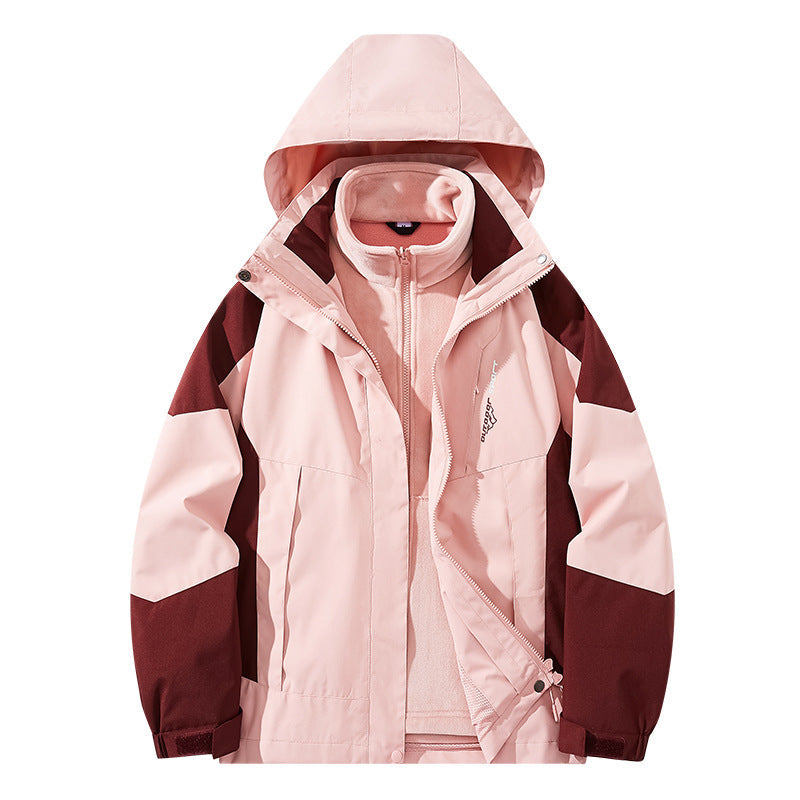 Herr vattenavvisande two-lager trekking jacka med avtagbar fleece inner jacka och huva