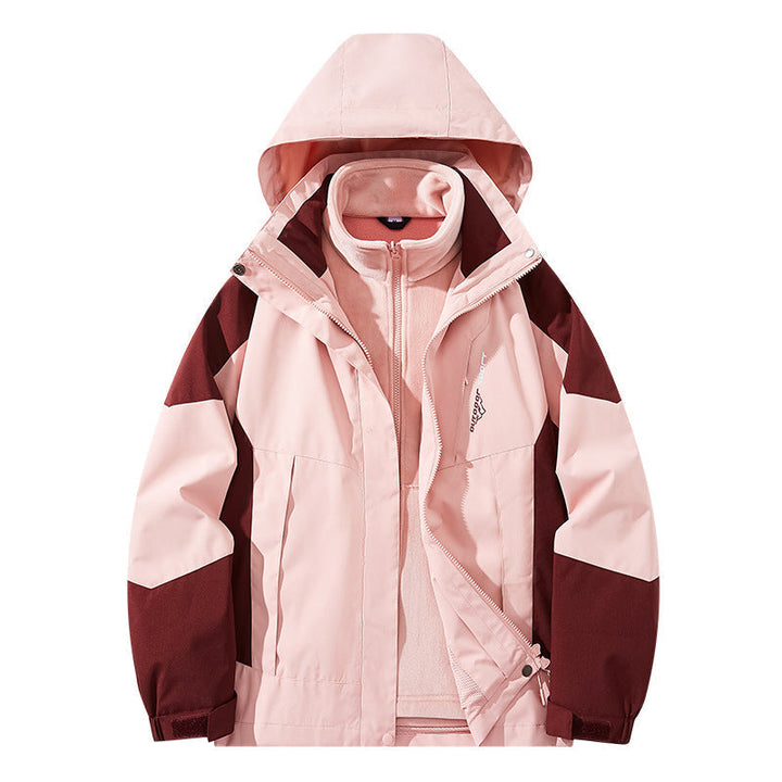 Herr vattenavvisande two-lager trekking jacka med avtagbar fleece inner jacka och huva