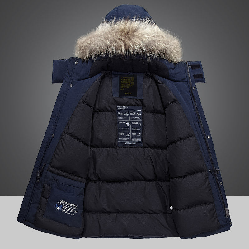 Herr Termisk Parka med Huva och Faux Fur Trim, Vattenavvisande och Multifunctional