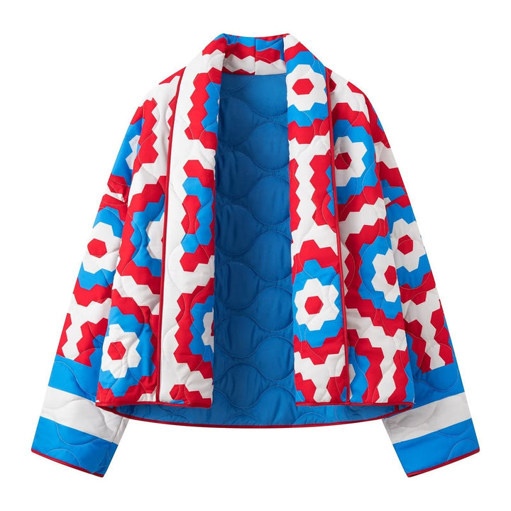 Dam kviltad jacka in Patchwork design med Boxy oversize silhuett