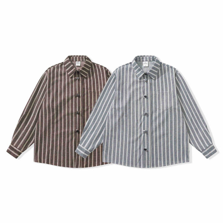 Dam Randig Overshirt Jacka med Bröstficka